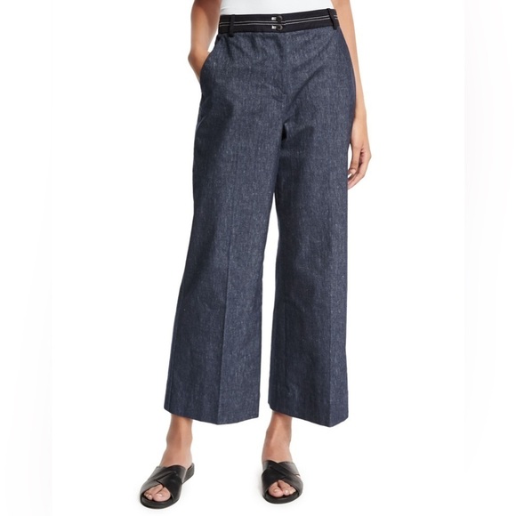 ELIZABETH & JAMES Hudson Cropped Wide Leg Denim/Linen Trousers Size 6 - Picture 1 of 9